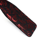 Red and black lace-covered vegan leather spanking paddle from the Victorian Garden collection