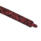 Red and black Victorian garden lace and velvet thigh cuff, vegan-friendly with vintage copper buckle straps