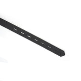 Close-up view of black leather adjustable strap with embossed brand name Liebe Seele for bondage blindfold