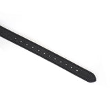 Black leather strap with adjustment holes for Demon's Kiss breathable silicone ball gag, featuring ostrich skin pattern