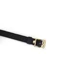 Black leather bondage collar with gold buckle, part of the Angel's & Demon's Kiss collection
