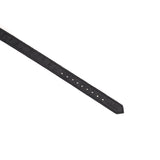 Black leather bondage collar strap with ostrich skin pattern and adjustment holes