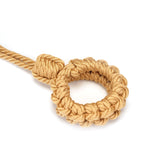 Khaki shibari rope hogtie with intricate knots for bondage play from the Bound You II collection