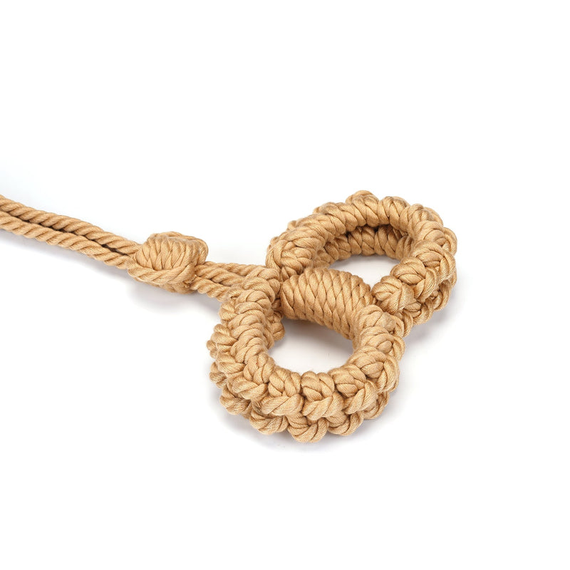 Khaki shibari rope bondage handcuffs with adjustable knot from Bound You II collection