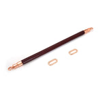Wine red leather-coated BDSM spreader bar with rose gold metallic accents and additional attachments for bondage exploration