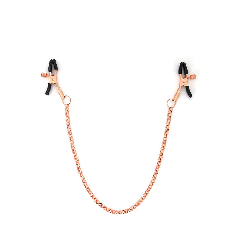 Vivid Sakura soft bondage nipple clamps with rose gold chain from LIEBE SEELE's beginner bondage kit