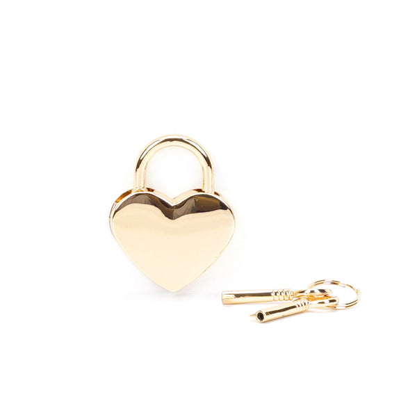Gold heart-shaped lock with key for SM games or jewelry boxes, AS-80335YL