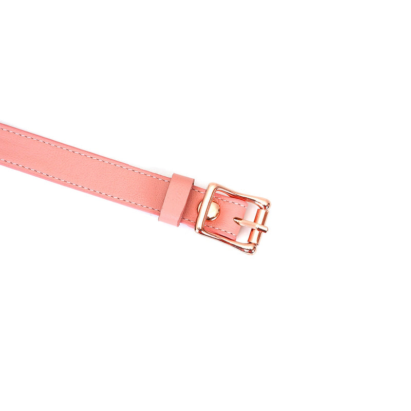 Pink leather strap with rose gold buckle for bondage ball gag, part of the Pink Dream collection