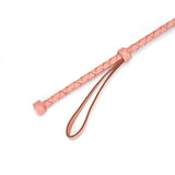 Pink Dream leather riding crop with heart shape tip and braided handle for BDSM