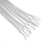 Close-up view of white leather braided tails of a Fuji White Cat O' Nine Tails Whip, emphasizing the detailed craftsmanship and elegant design for BDSM play