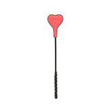 Cherry blossom pink leather short riding crop with heart shape tip from Angel's & Demon's Kiss collection