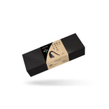 Eco-friendly Black Bond Leather Flogger Whip packaging by LIEBE SEELE with product specifications and branding