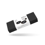 LIEBE SEELE Leather Thigh Cuffs packaging with gold hardware and description label, from the Dark Secret collection