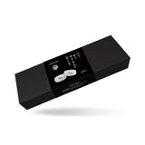 Elegant black packaging for LIEBE SEELE white leather thigh cuffs featuring silver hardware and Japanese script details