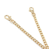 Gold metal chain with clasps for bondage nipple clamps, compatible with various attachments, enhancing kinky play