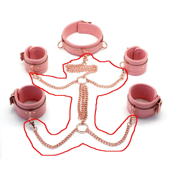 Rose Gold Full Body Restraint Chain for connecting with Collar-Hand cuffs-Ankle cuffs-Constrictor Chain