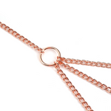 Rose gold full body restraint chain with central O-ring for collar and cuff connections, from LIEBE SEELE