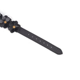 Black Leather Flowers Ankle Cuffs