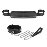 Temptation 8 Pieces Bondage Kit with faux crocodile leather blindfold, plush collar, and leather flogger
