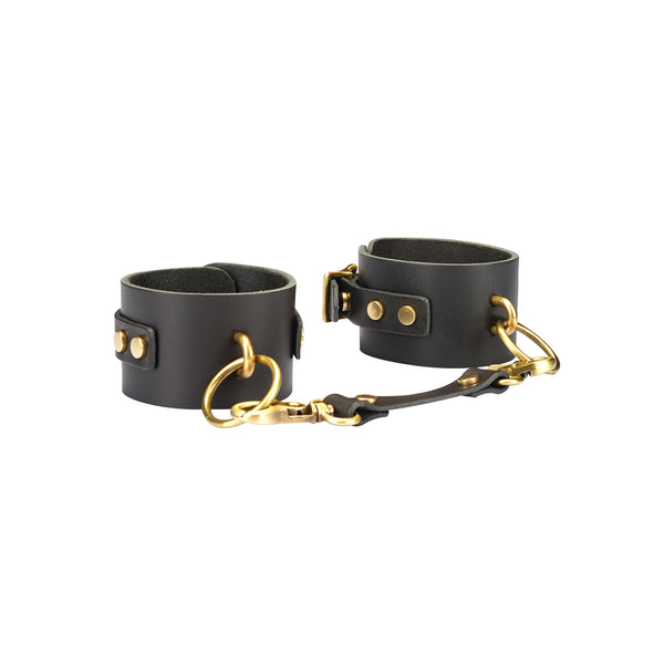 Samurai: Thick Leather Ankle Cuffs with Copper-plated Metal