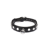 Liebe Seele premium leather choker with diamonds and metal rings for BDSM play