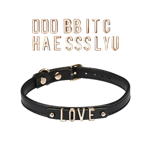 Black DIY Leather Choker with 21 Letters