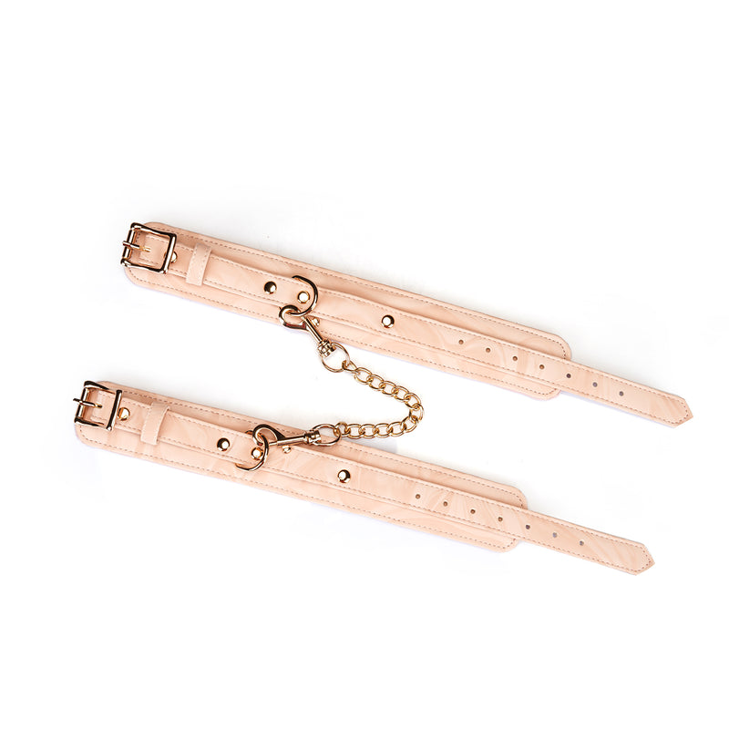 Boudoir Amor: Pink Anklecuffs with Gold Hardware