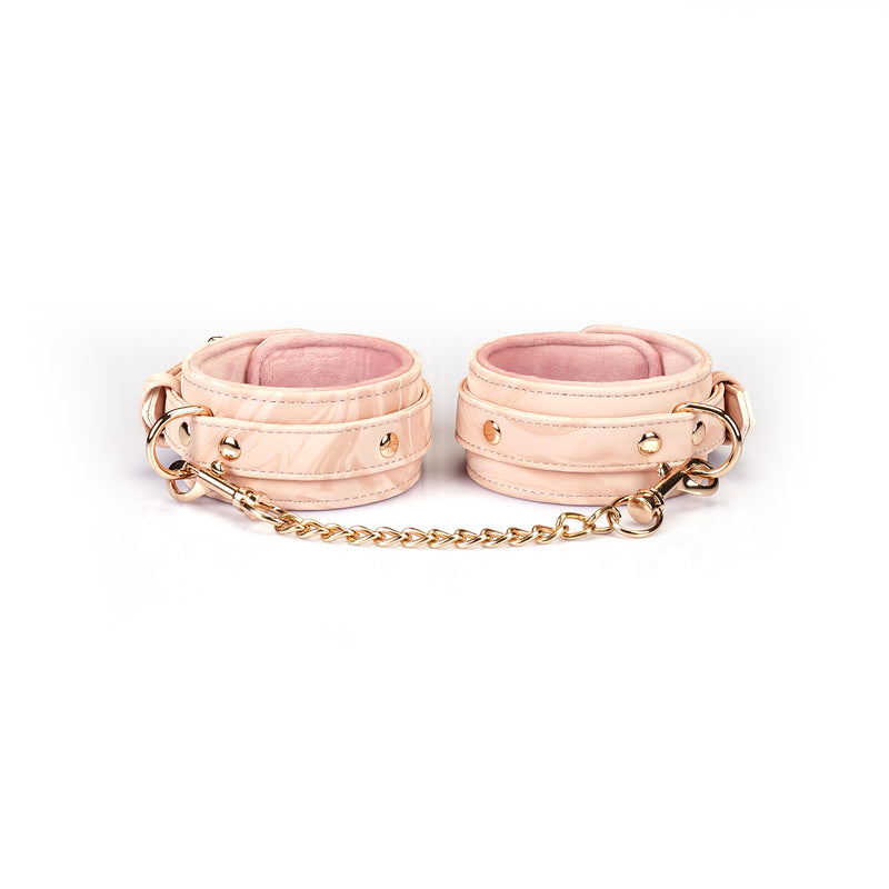 Boudoir Amor: Pink Anklecuffs with Gold Hardware