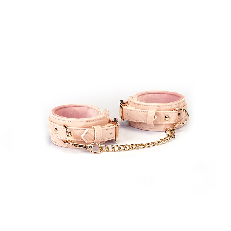 Boudoir Amor: Pink Anklecuffs with Gold Hardware