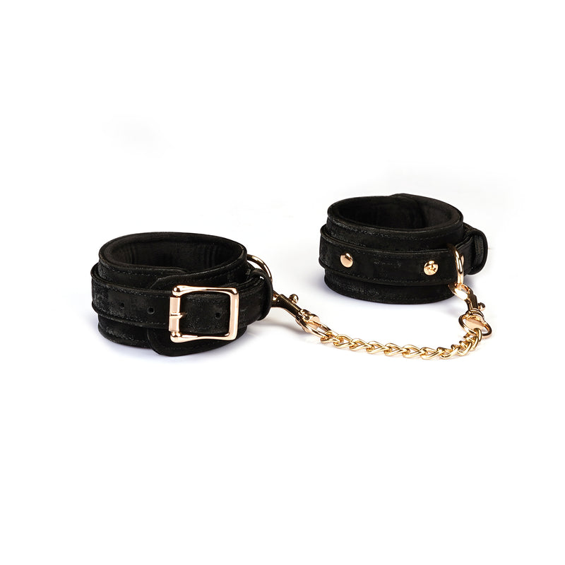 Boudoir Amor: Black Handcuffs with Gold Hardware