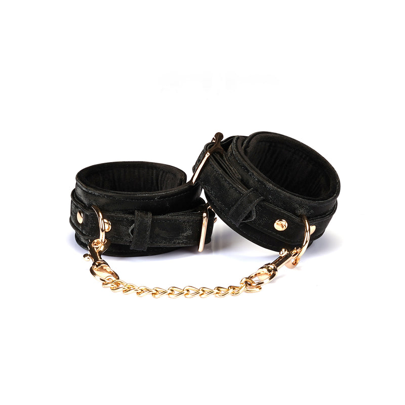 Boudoir Amor: Black Handcuffs with Gold Hardware