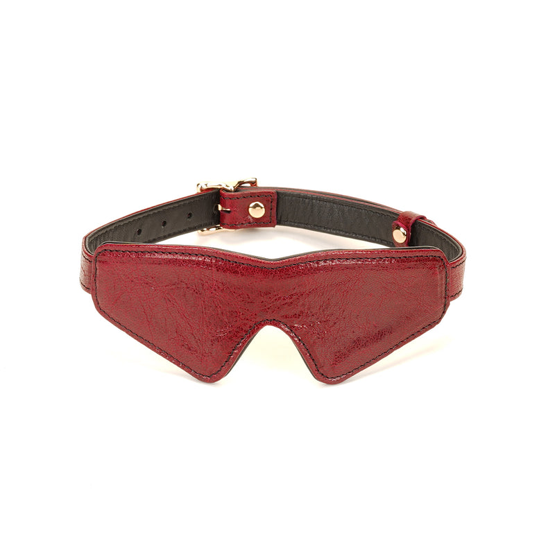 Limited Edition：Italian Blood Red- Leather Blindfold with Gold Buckle