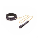 Limited Edition: Italian Dark Purple- Leather Collar with Chain Leash