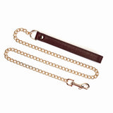 Limited Edition: Italian Dark Red- Leather Collar with Chain Leash