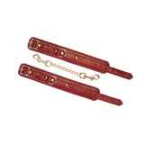 Limited Edition：Italian Blood Red- Leather Handcuffs with Gold Hardware