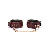 Limited Edition: Italian Dark Red- Leather Handcuffs with Gold Hardware