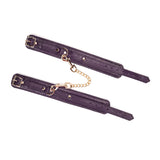 Limited Edition: Italian Dark Purple- Leather Ankle Cuffs with Gold Hardware