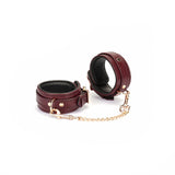 Limited Edition: Italian Dark Red- Leather Ankle Cuffs with Gold Hardware