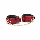 Limited Edition：Italian Blood Red-Leather Ankle Cuffs with Gold Hardware