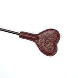 Limited Edition: Italian Dark Red- Leather Riding Crop With Heart Shape Tip