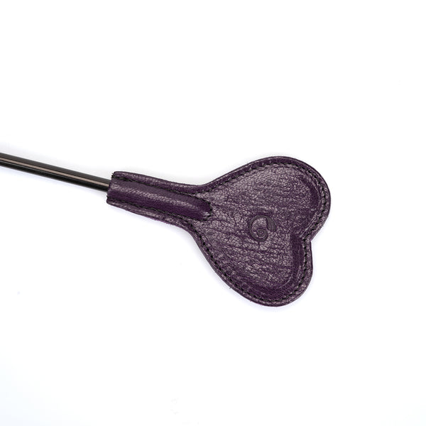 Limited Edition: Italian Dark Purple- Leather Riding Crop With Heart Shape Tip