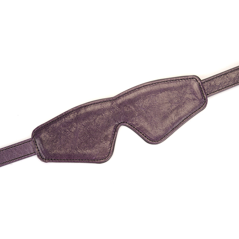 Limited Edition: Italian Dark Purple- Leather Blindfold with Gold Buckle