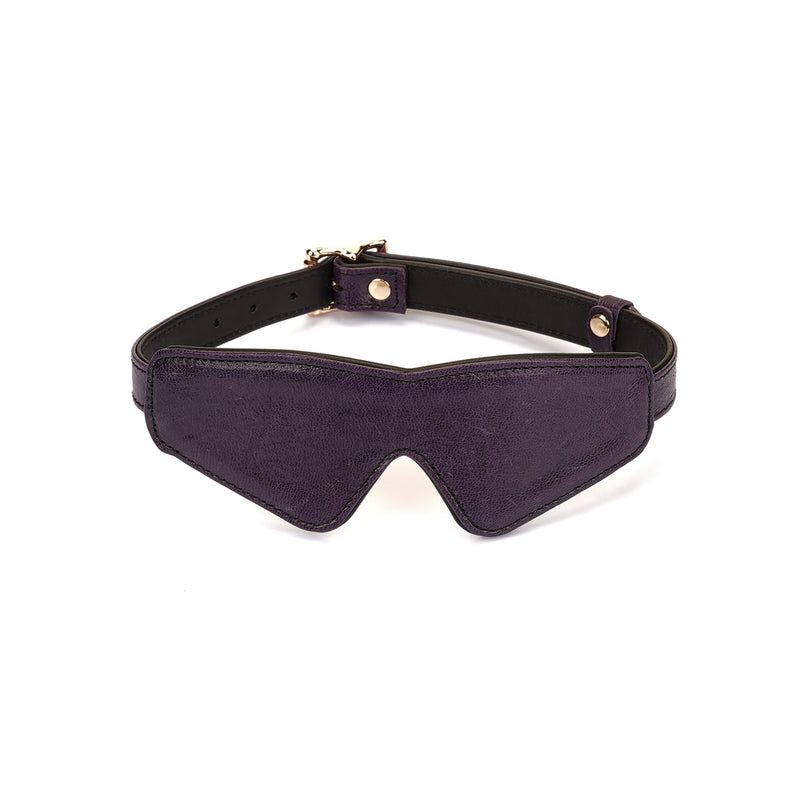 Limited Edition: Italian Dark Purple- Leather Blindfold with Gold Buckle