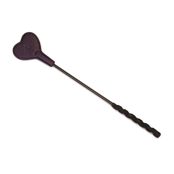 Limited Edition: Italian Dark Purple- Leather Riding Crop With Heart Shape Tip