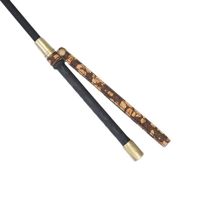 Eco-friendly vegan fetish SM cafe riding crop with coffee ground and cork handle and plush black crop