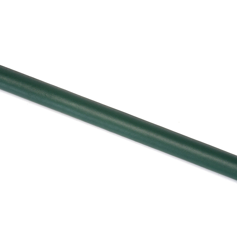 Close-up of Mossy Chic Leather Spreader Bar in moss green, emphasizing its high-quality leather finish and sleek design for BDSM play