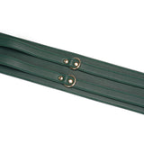 Close-up of mossy chic green leather bondage waist belt with gold buckles and detailed stitching for BDSM play