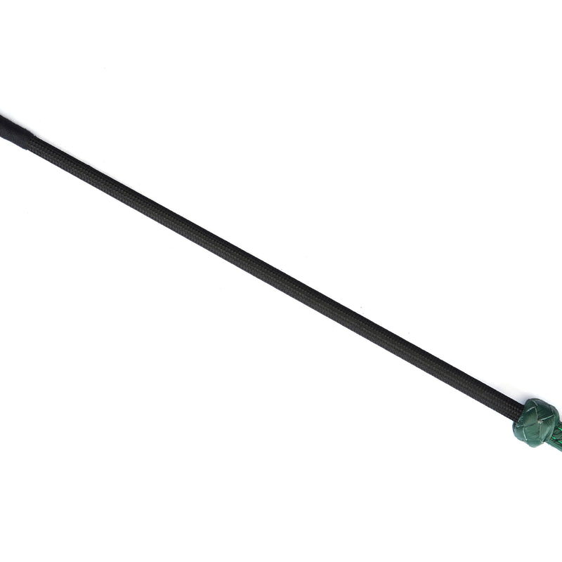 Mossy Chic leather riding crop with heart-shaped tip designed for spanking in bondage play