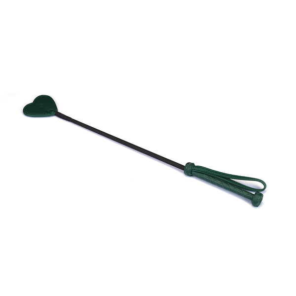 Mossy Chic leather riding crop with heart-shaped tip for bondage spanking