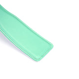 Light green premium leather spanking paddle with white stitching, part of the Fairy collection by LIEBE SEELE